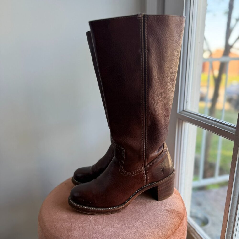 Frye - Campus 14L Tall Leather Boots Saddle - Women’s 6.5​ - Picture 5 of 15
